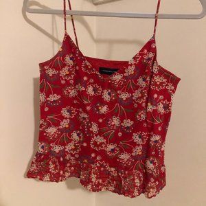 French Connection Red Floral Crop Tank Top Size S